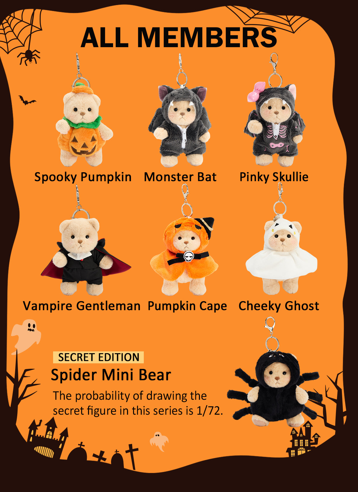 Hug-O’-Ween Mini Bear Blind Box - Halloween Plush Keychain & Bag Charm