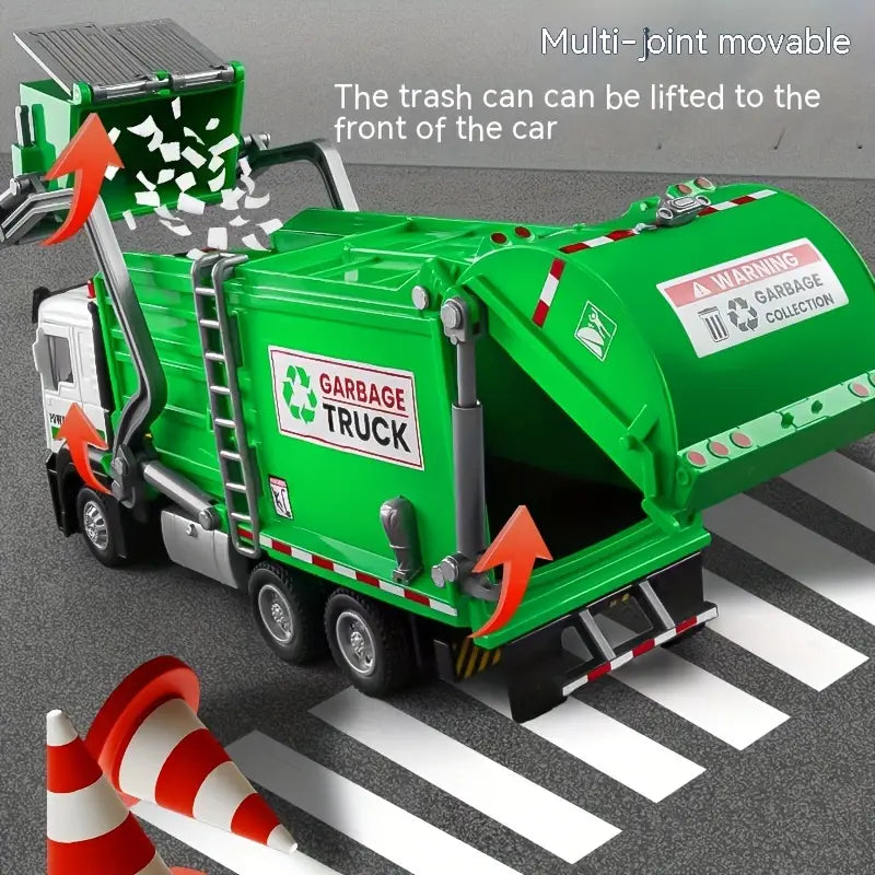 Garbage Truck Toy with Trash Can & Learning Cards