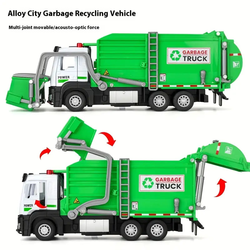 Garbage Truck Toy with Trash Can & Learning Cards