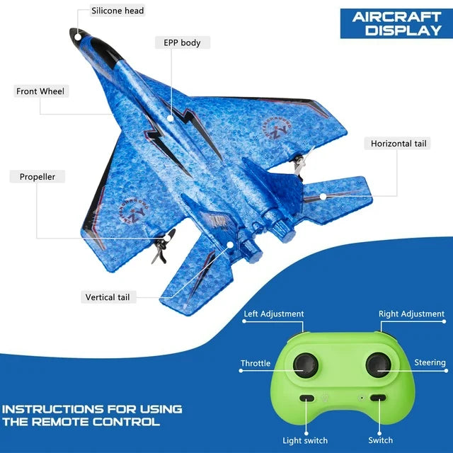 SkyRaptor X1™ RC Fighter Jet — EPP Foam Glider with LED & 2.4G Remote Control