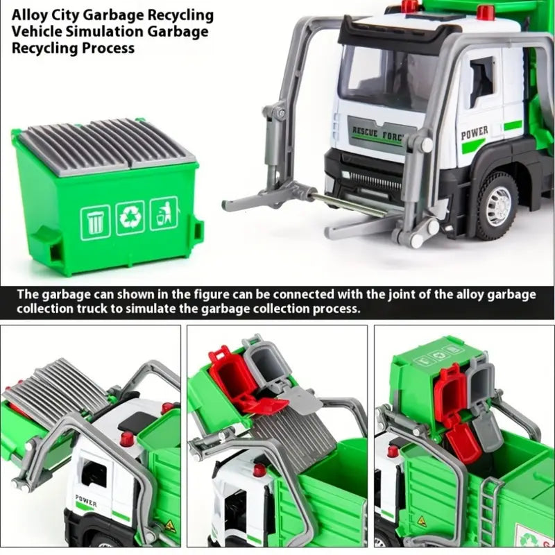 Garbage Truck Toy with Trash Can & Learning Cards