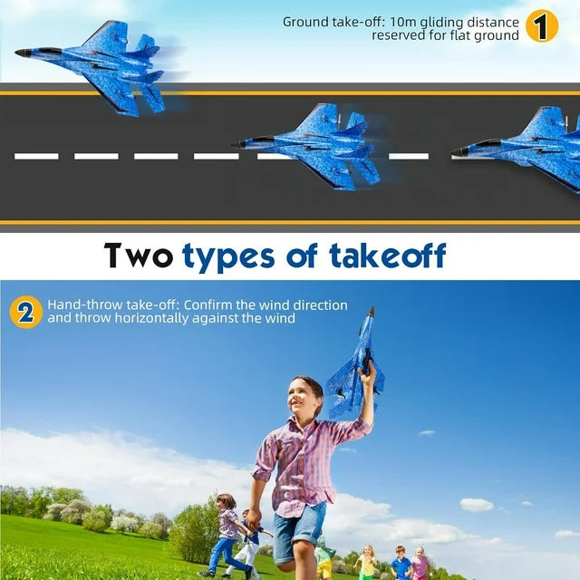 SkyRaptor X1™ RC Fighter Jet — EPP Foam Glider with LED & 2.4G Remote Control