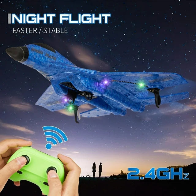 SkyRaptor X1™ RC Fighter Jet — EPP Foam Glider with LED & 2.4G Remote Control