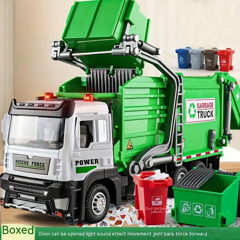 Garbage Truck Toy with Trash Can & Learning Cards